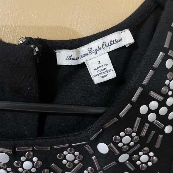 American Eagle Outfitters Elegant Black Studded Mini Dress - Picture 3 of 5